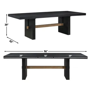 Aubrey 78-96" Dining Table W/18" Leaf, Black