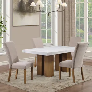 Artemis 70\" Rectangle White Marble Table, Tan