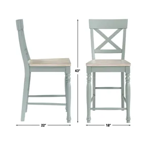 Darcy 7-Piece Counter Dining Set, Green Finish