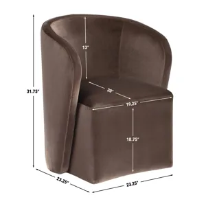 Annie Chocolate Velvet Barrel Chair W/Ca