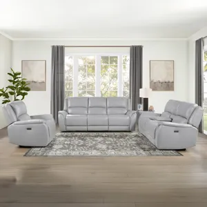 Alexandria Leather Power Reclining Conso Living Room Set