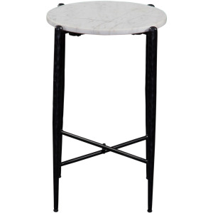 Loxie White Marble Top Round End Table