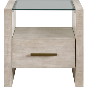 Garland Glass Top End Table, Blonde Finish