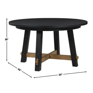 Aubrey 5-Piece 54\" Round Dining Table With 4 Upholstered Parsons Chairs, Black