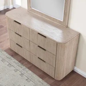 Henry 6-Drawer Dresser And Mirror, Tan Finish