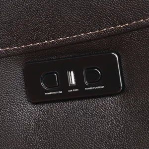 Alexandria 6-Piece Dual-Power Leather Reclining Sectional, Chocolate Sectional