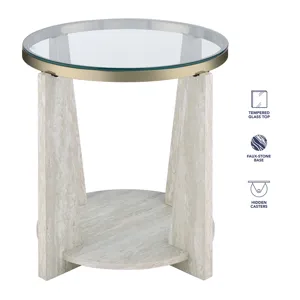 Wanda 3-Piece Glass Top Table Set With Castered Coffee Table