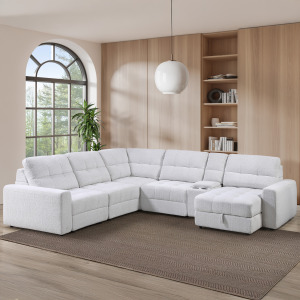Snyder White 6-Piece Reclining Sectional
