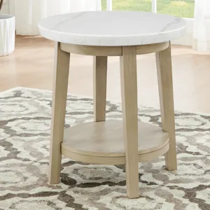 Vida White Marble Top Round End Table