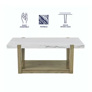 Perth White Marble 3-Piece Table Set(Cocktail, End & Sofa Table)