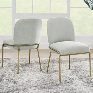 Conrad 5-Piece 48″ Round White Marble Dining Set With Gold Base