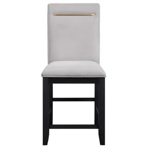 Yves Black Counter Table With Storage And 8 Grey Counter Chairs