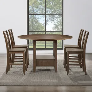 Java Brown 5-Piece Counter Height Dining Table Set with Joanna Chairs