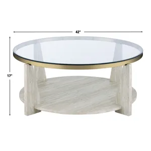 Wanda 3-Piece Glass Top Table Set With Castered Coffee Table