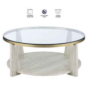 Wanda 3-Piece Glass Top Table Set With Castered Coffee Table