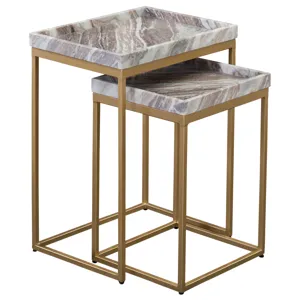 Chantel Brown Marble Top Nesting Tables