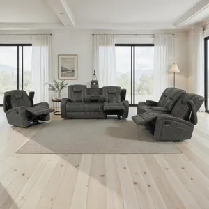 Marlow Charcoal 3pc Manual Reclining Living Room Set