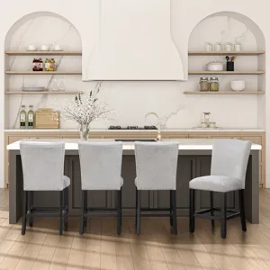 Artemis Gray Chenille Counter Chair