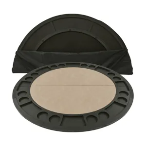 Rylie Folding Game Table Top, Black Finish With Sand Vegan Leather