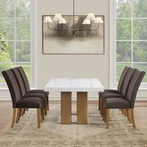 Artemis 70\" Rectangle White Marble Table, Tan