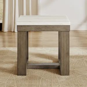 Calla White Marble Top Square End Table