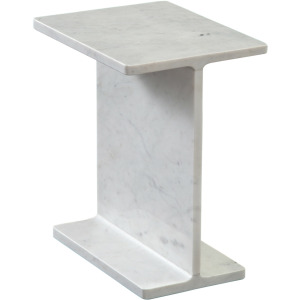 Irma I-Beam White Marble End Table