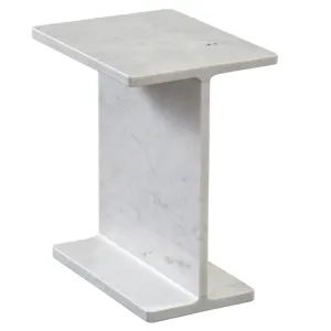Irma I-Beam White Marble End Table