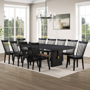 Aubrey Black Rectangle Table And 10 Vaughn Blac