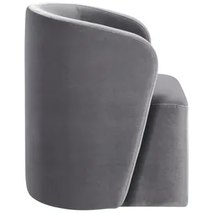 Annie Gray Velvet Barrel Chair W/Casters