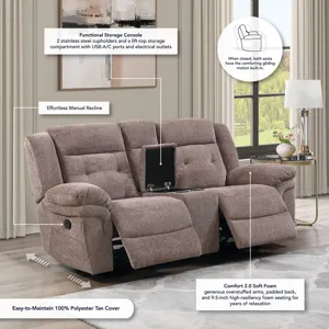 Sydney Brown Manual Recliner Console Lov