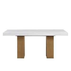 Artemis Tan 70in White Marble Dining Tab Dining Table