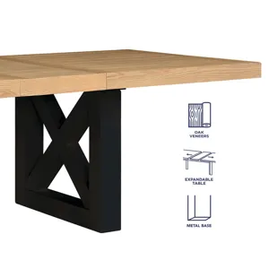 Magnolia 7-Piece Set, 72-108\" Dining Table W/2-18 Leaves, 6 Side Chairs, Black Base