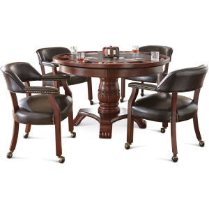 Tournament Brown 6-Piece Dining Set with Game Table Top