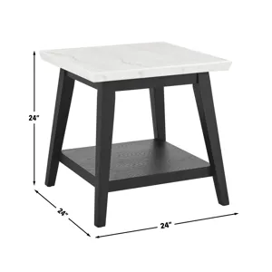 Vida White Marble, Black Finish 3-Piece Occasional Set(Cocktail Table & 2 End Tables)