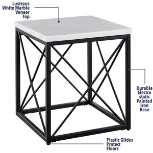 Skyler White Marble Top Square End Table