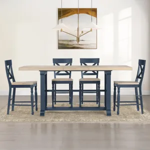 Darcy 7-Piece Counter Dining Set, Blue Finish