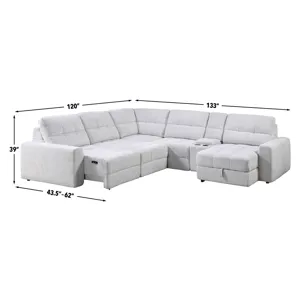 Snyder White 6-Piece Reclining Sectional