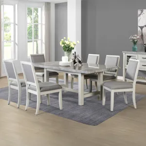 Carrara Canova Gray 10-Piece Marble Top Dining Set