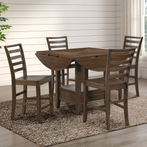 Java Brown 5-Piece Counter Height Dining Table Set with Joanna Chairs