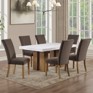 Artemis 70\" Rectangle White Marble Table, Tan