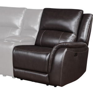 Alexandria Leather Power Right-Arm-Facing Recliner With USB Port, Charcoal