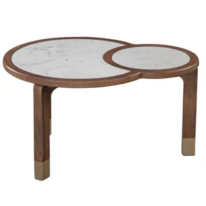 Oormi White Marble Inlay Cocktail Table