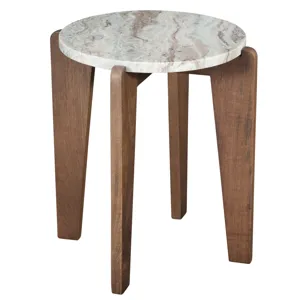 Shavon Brown Marble Top Round End Table