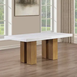 Artemis 70\" Rectangle White Marble Table, Tan
