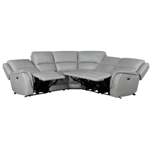 Alexandria 5-Piece Power Leather Reclining Sectional(Lrt,act,wt,art,rrt), Stone