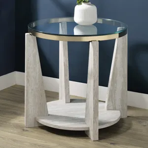 Wanda 24″ Round Glass Top End Table