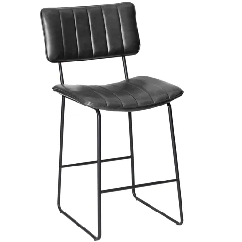Tribeca Commercial Grade 24" Counter Chair, Black Vegan Leather