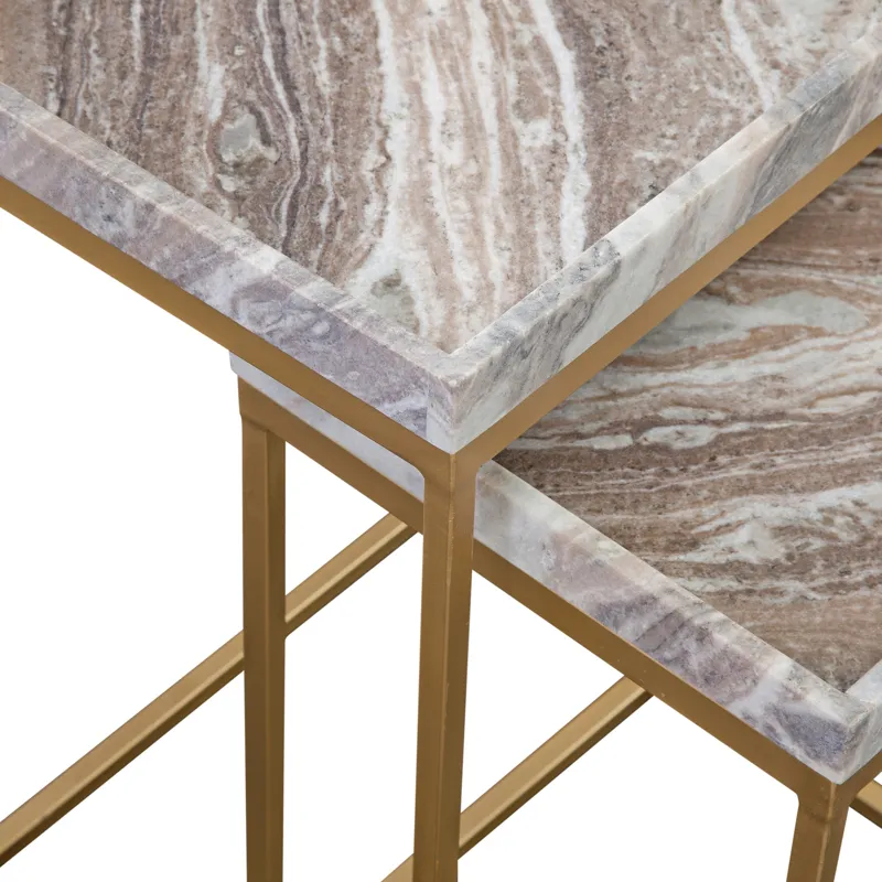 Chantel Brown Marble Top Nesting Tables
