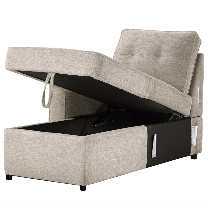 Noah Reversible Storage Chaise, Tan