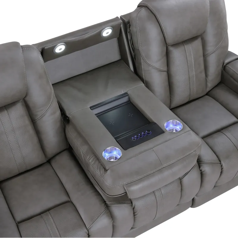 Daniel 3-Piece Triple Power Home Theater Immersive Entertainment Leather Reclining Set